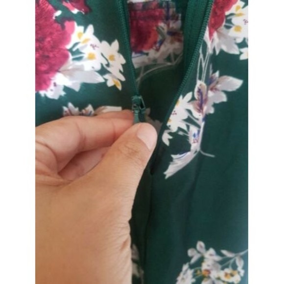 Influence Dress Floral Size10 Green High Low Flowy Womens V Neckline Asymmetric - Picture 8 of 12